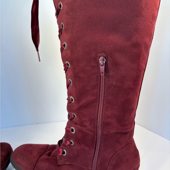 Steampunk Whimsigoth Fairy Pirate Tall Lace-Up Boots with Silky Ribbon Sz 9 - Picture 8 of 13